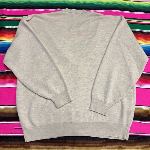 VTG Tundra Cardigan Sweater Men 2X 100% Merino Wool Tan Beige Eclectic Grandpa - Picture 2 of 6